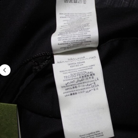 NWT GUCCI Black Jacquard GG Wool Silk Scarf Unisex - Picture 3 of 3